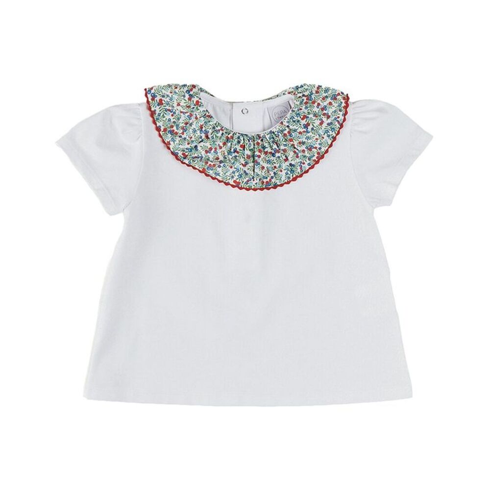 Pepa London Girls  Evelyn Floral Ruffle Collar Top, Red